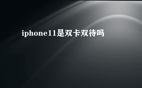 iphone11是双卡双待吗