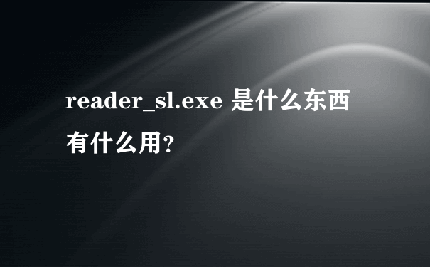 reader_sl.exe 是什么东西 有什么用？