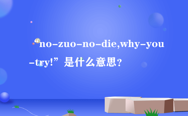 “no-zuo-no-die,why-you-try!”是什么意思？