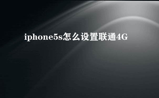 iphone5s怎么设置联通4G