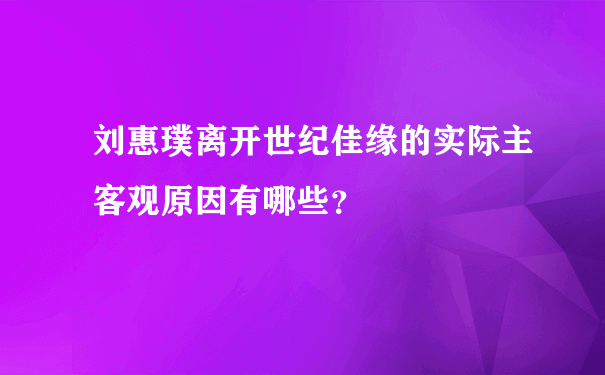 刘惠璞离开世纪佳缘的实际主客观原因有哪些？