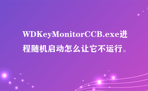 WDKeyMonitorCCB.exe进程随机启动怎么让它不运行。