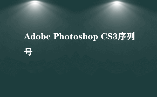 Adobe Photoshop CS3序列号