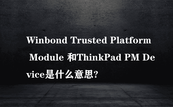 Winbond Trusted Platform Module 和ThinkPad PM Device是什么意思?