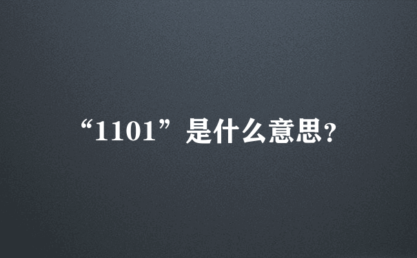 “1101”是什么意思？