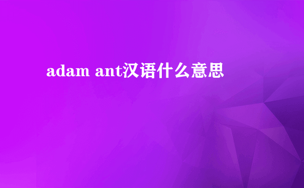 adam ant汉语什么意思