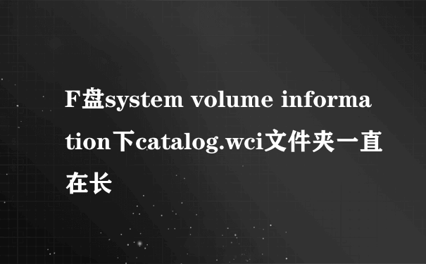 F盘system volume information下catalog.wci文件夹一直在长