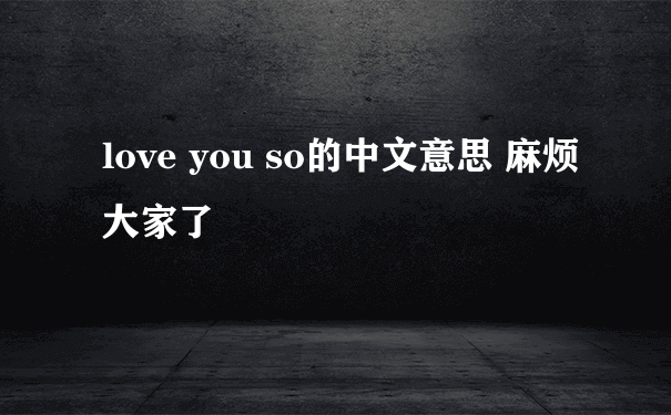 love you so的中文意思 麻烦大家了