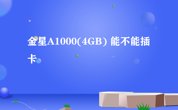 金星A1000(4GB) 能不能插卡