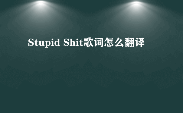 Stupid Shit歌词怎么翻译