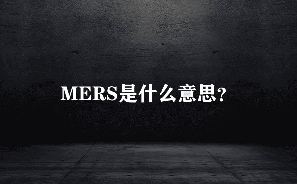 MERS是什么意思？