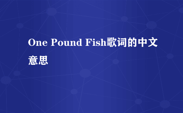 One Pound Fish歌词的中文意思