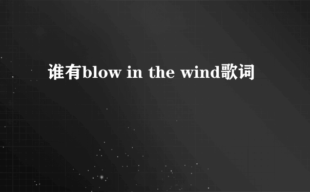 谁有blow in the wind歌词