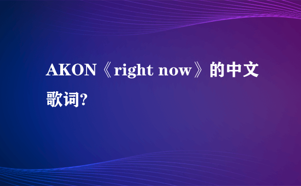 AKON《right now》的中文歌词?