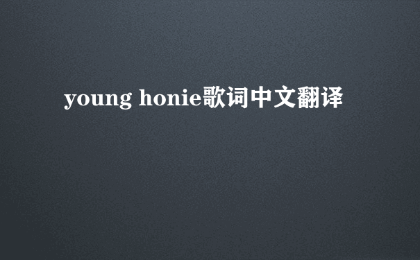young honie歌词中文翻译