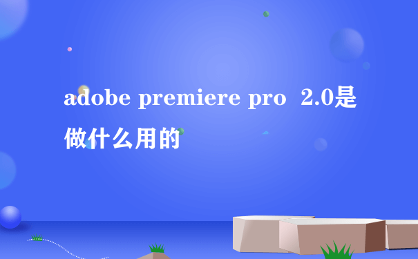 adobe premiere pro  2.0是做什么用的