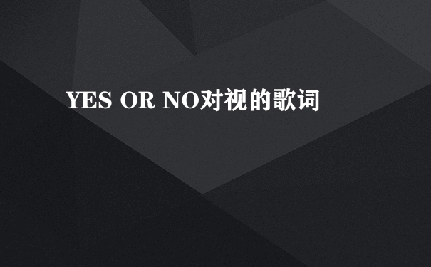 YES OR NO对视的歌词