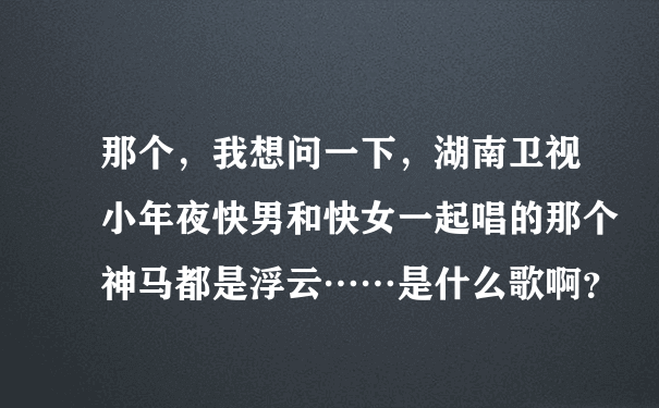 那个，我想问一下，湖南卫视小年夜快男和快女一起唱的那个神马都是浮云……是什么歌啊？