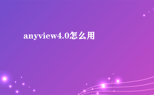 anyview4.0怎么用