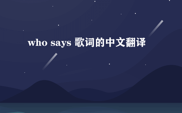 who says 歌词的中文翻译