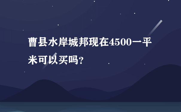 曹县水岸城邦现在4500一平米可以买吗？
