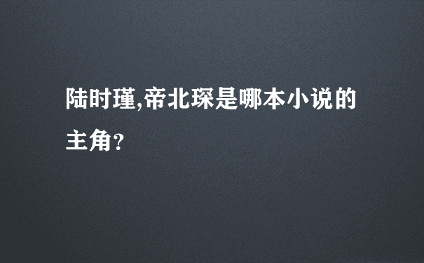 陆时瑾,帝北琛是哪本小说的主角？