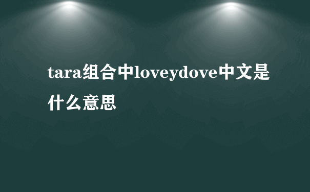 tara组合中loveydove中文是什么意思