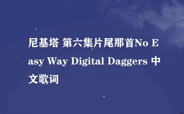尼基塔 第六集片尾那首No Easy Way Digital Daggers 中文歌词