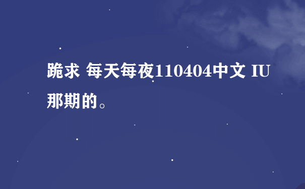 跪求 每天每夜110404中文 IU那期的。