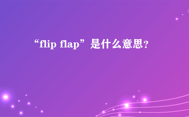 “flip flap”是什么意思？