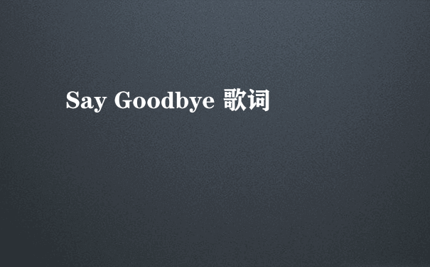 Say Goodbye 歌词