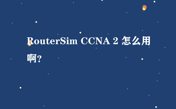 RouterSim CCNA 2 怎么用啊？