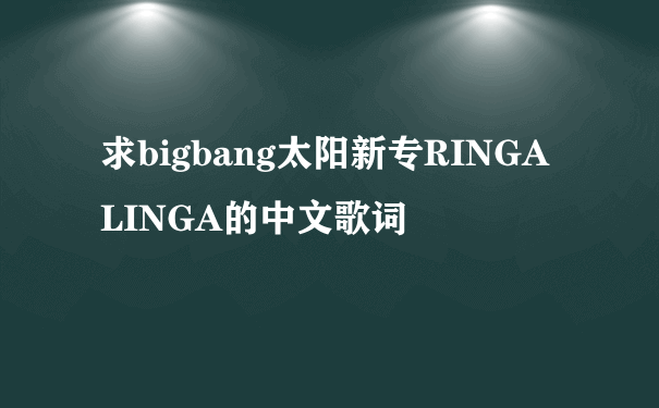 求bigbang太阳新专RINGA LINGA的中文歌词