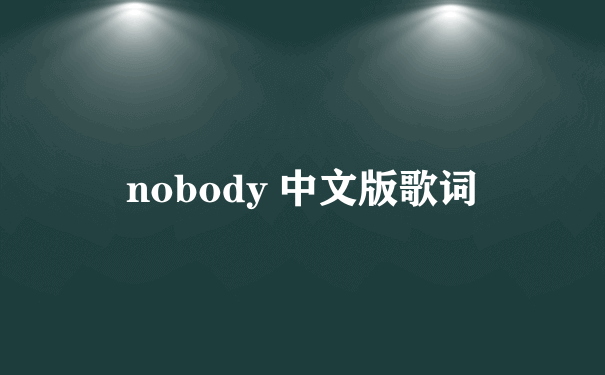 nobody 中文版歌词