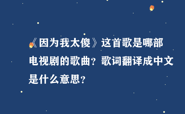 《因为我太傻》这首歌是哪部电视剧的歌曲？歌词翻译成中文是什么意思？