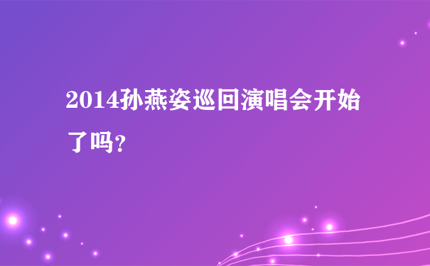 2014孙燕姿巡回演唱会开始了吗？