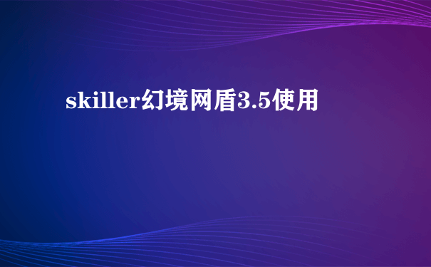 skiller幻境网盾3.5使用