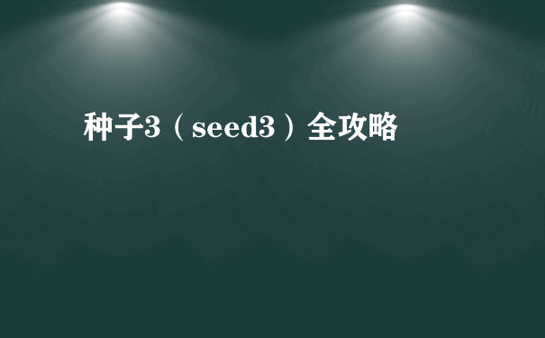 种子3（seed3）全攻略