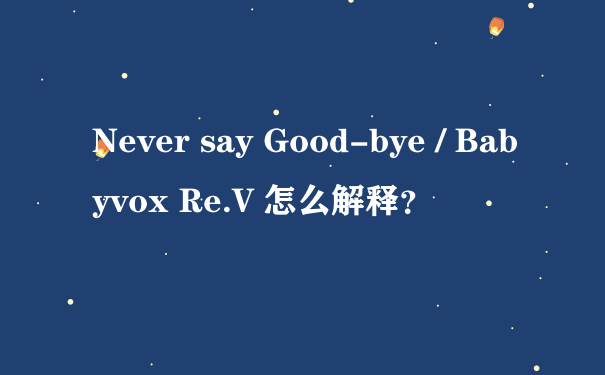 Never say Good-bye / Babyvox Re.V 怎么解释？