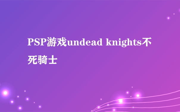 PSP游戏undead knights不死骑士
