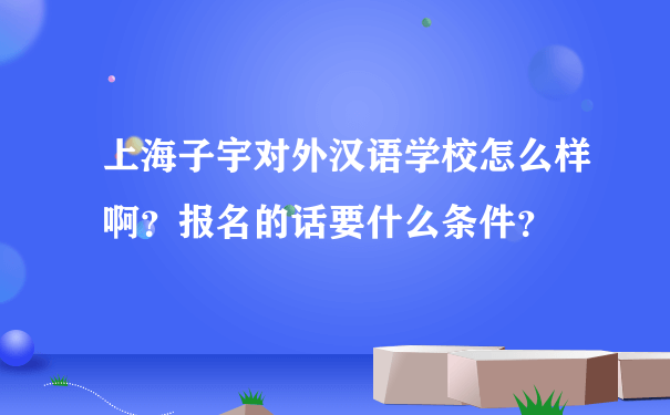 上海子宇对外汉语学校怎么样啊？报名的话要什么条件？