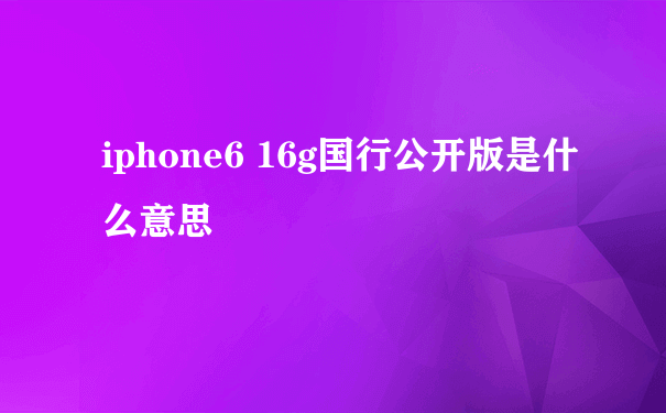 iphone6 16g国行公开版是什么意思