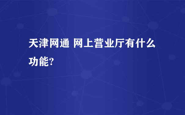 天津网通 网上营业厅有什么功能?