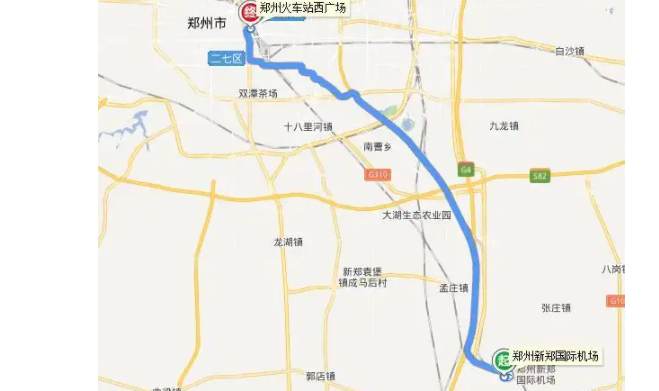 郑州火车站到新郑机场有多远?