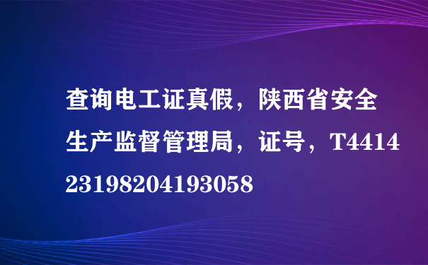 查询电工证真假，陕西省安全生产监督管理局，证号，T441423198204193058