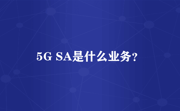 5G SA是什么业务？