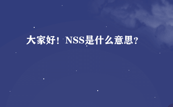 大家好！NSS是什么意思？