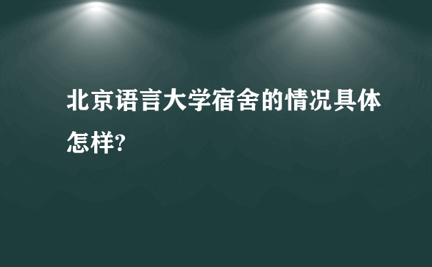 北京语言大学宿舍的情况具体怎样?