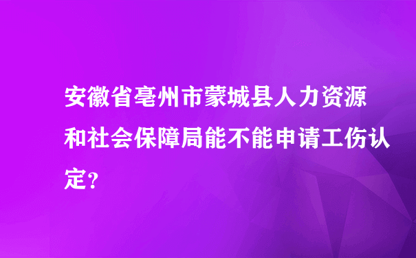 安徽省亳州市蒙城县人力资源和社会保障局能不能申请工伤认定？