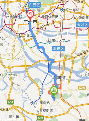 走105国道经过广州怎么走，请提供路线图。